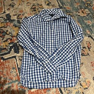 EUC Tommy Hilfiger Boys Large Button-Down, Blue and white plaid.